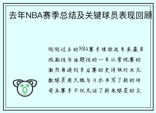去年NBA赛季总结及关键球员表现回顾