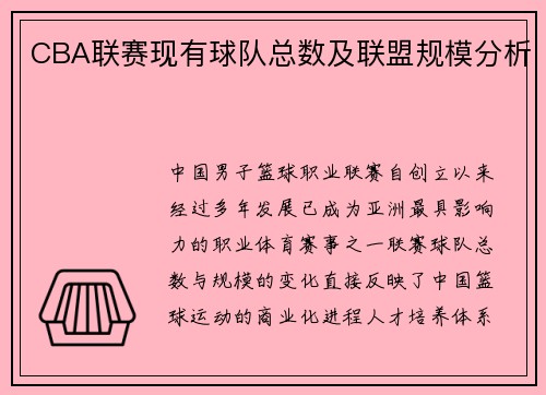 CBA联赛现有球队总数及联盟规模分析